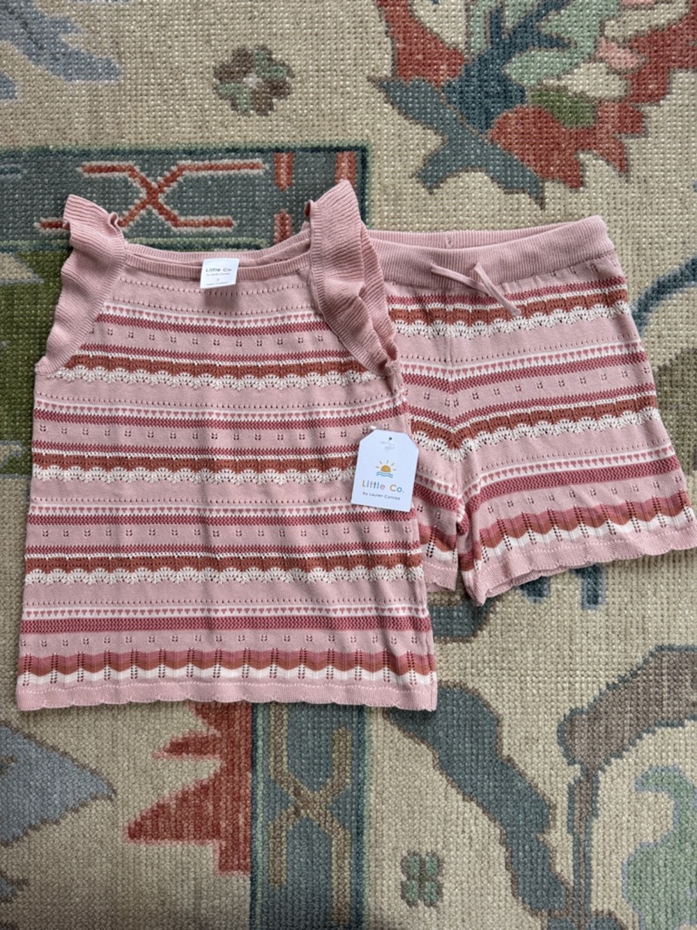 Little Co. Pink Knit Tank & Shorts Set